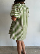 Scarlett Mini Stripe Dress - Green – view 7