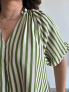 Scarlett Mini Stripe Dress - Green – view 9
